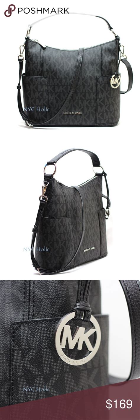 Michael Kors Convertible Shoulder Hobo Bag Anita Leather Black 